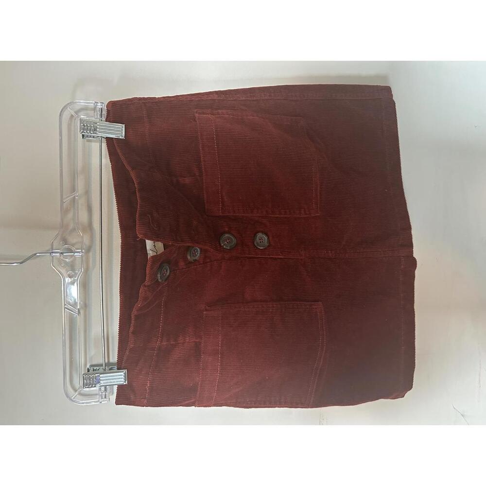 Love Tree Women's Red Corduroy Button-up Skirt Medium